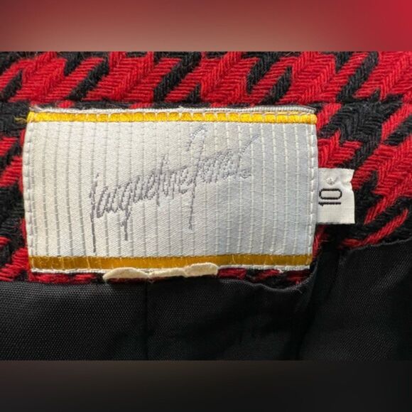 Jacqueline Ferrar Vintage Red & Black Houndstooth Blazer Women’s Size 10 - Picture 3 of 7